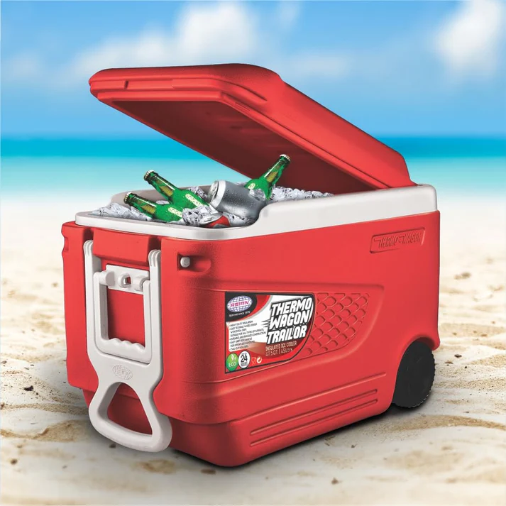 Thermo Wagon Insulated Ice Cooler 45Ltr with Wheels Red Thermo Wagon Insulated Ice Cooler 45Ltr with Wheels Red